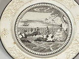 Historical Staffordshire Landing Of The Pilgrims Plate Variant Black Transfer