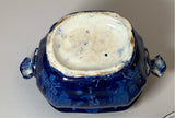 Historical Staffordshire Dark Blue Sugar Bowl In Harp Pattern