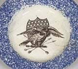 Staffordshire Spatterware Blue Spatter Eagle Shield Transfer Cup Plate RC