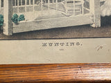 Original Currier & Ives Type Print Hunting Cat Kitty Canary