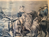Original N. Currier & Ives Print Washington Crossing The Delaware