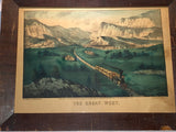 Original Currier & Ives Print The Great West Train New Best 50
