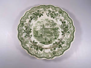 Historical Staffordshire Green Transfer Ware City Hall New York Plate