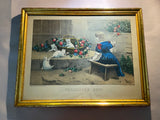 Original Currier & Ives Print Frolicsome Pets Cats And Little Girl Florals