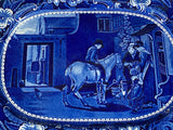 Historical Staffordshire Blue Platter Wilkie Series  Errand Boy