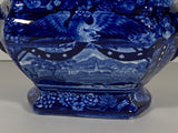 Historical Staffordshire Blue Sugar Bowl Eagle Over Panel CB