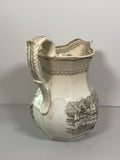Historical Staffordshire Brown Transferware Pitcher Village of Cedars Canada