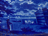 Historical Staffordshire Blue Vegetable Dish Brooklyn Ferry New York KO