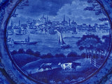 Historical Staffordshire Blue Dinner Plate View of Albany New York