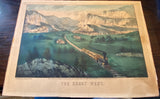 Original Currier & Ives Print The Great West Train New Best 50