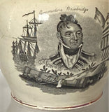 Staffordshire Creamware Liverpool War Of 1812 Pitcher Commadore Bainbridge And Lawrence
