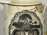 Staffordshire Creamware Liverpool Pitcher Polychrome U.S. Ship Proscribed Patriots