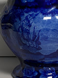 Historical Staffordshire Dark Blue Wash Pitcher American Naval Heros LD3