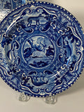 Staffordshire Blue Transfer Quadruped Plate with Antelope CB