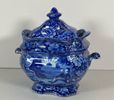 Historical Staffordshire Blue Lafayette At Franklin’s Tomb Sugar Bowl