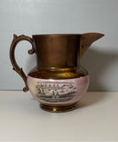Historical Staffordshire Copper Luster Pitcher With New York Transfer RC