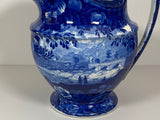 Historical Staffordshire Blue Wash Pitcher Views of The Erie Erie Canal RC