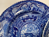 Historical Staffordshire Dark Blue Plate Quadruped River Otter