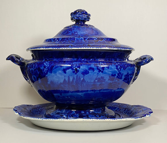 Historical Staffordshire Blue Soup Tureen La Grange Lafayette Residence