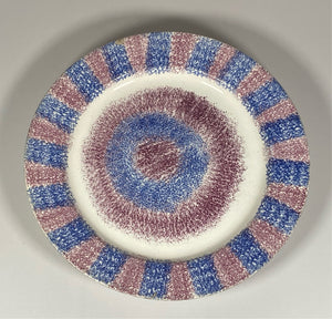 Staffordshire Rainbow Spatterware Plate in Blue and Purple