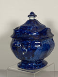 Historical Staffordshire Dark Blue Sugar Bowl In Harp Pattern