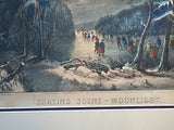 Original Currier & Ives Print Skating Scene Moonlight Best 50 Small Folio