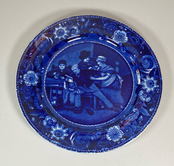 Historical Staffordshire Blue Dinner Plate The Valentine Wilkie Series