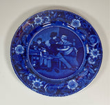 Historical Staffordshire Blue Dinner Plate The Valentine Wilkie Series