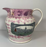 Staffordshire Sunderland Luster Pitcher Gauntley Clipper Ship Poem and Bridge