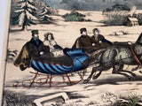 Original Currier & Ives Print The Sleigh Race #90 New Best 50