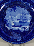 Historical Staffordshire Blue Soup Plate Cadmus Ship CB
