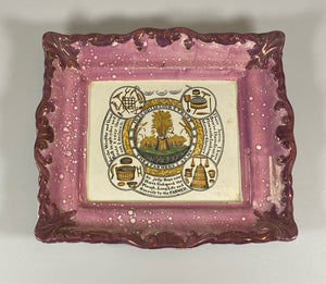 Staffordshire Sunderland Lusterware Wall Plaque with The Farmers Arms