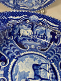 Blue Staffordshire Quadruped Soup Plate Tibetan Musket Deer CB