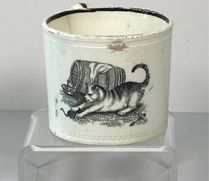 Staffordshire Pearlware Children’s Mug Black Cat Mouse BB#114