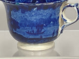 Historical Staffordshire Dark Blue Custard Cup Wadsworth Tower
