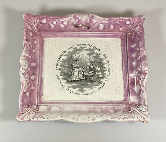 Staffordshire Sunderland Lusterware Plaque Innocence and Resignation