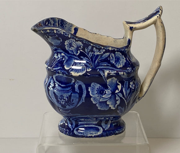 Historical Staffordshire Dark Blue Creamer Eagle On Urn By Clews