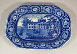 Historical Staffordshire Blue Platter Hospital Boston By Ridgway