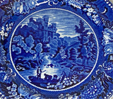 Staffordshire Blue Transfer Dinner Plate Bamborough Castle Northumberland