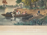 Original N. Currier & Ives Print The Ferry Boat Medium Folio
