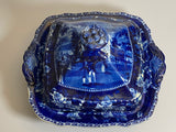 Historical Staffordshire Blue Vegetable Dish Charleston Exchange Battery Castle Gardens