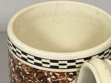 Staffordshire Creamware Mochaware Mocha Agate Mug Engine Turn Top
