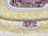 Staffordshire 2 Color Transfer Bi Color Platter Yellow Purple Temple