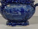 Historical Staffordshire Blue Macdonough’s Victory Sugar Bowl CB