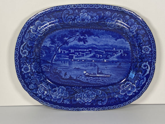 Historical Staffordshire Blue Louisville Kentucky City Series Platter