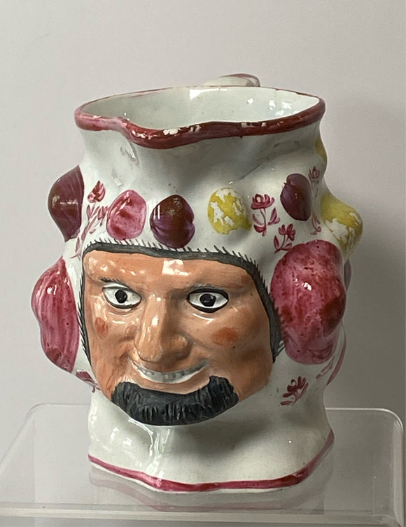 Staffordshire Pearlware Satyr Face Pitcher Unusual Coloring