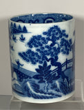 Staffordshire Pearlware Blue Transfer Chinoiserie Flying Pennant  Cider Mug