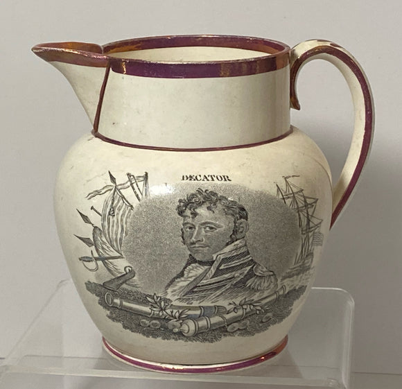 Staffordshire Creamware Liverpool War Of 1812 Pitcher Decator And Lawrence