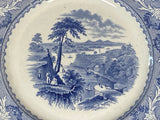 Staffordshire Blue Transfer Plate Lake Pattern Canadian View