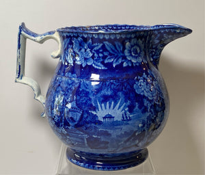 Historical Staffordshire Lafayette At Franklin’s Tomb Large Pitcher